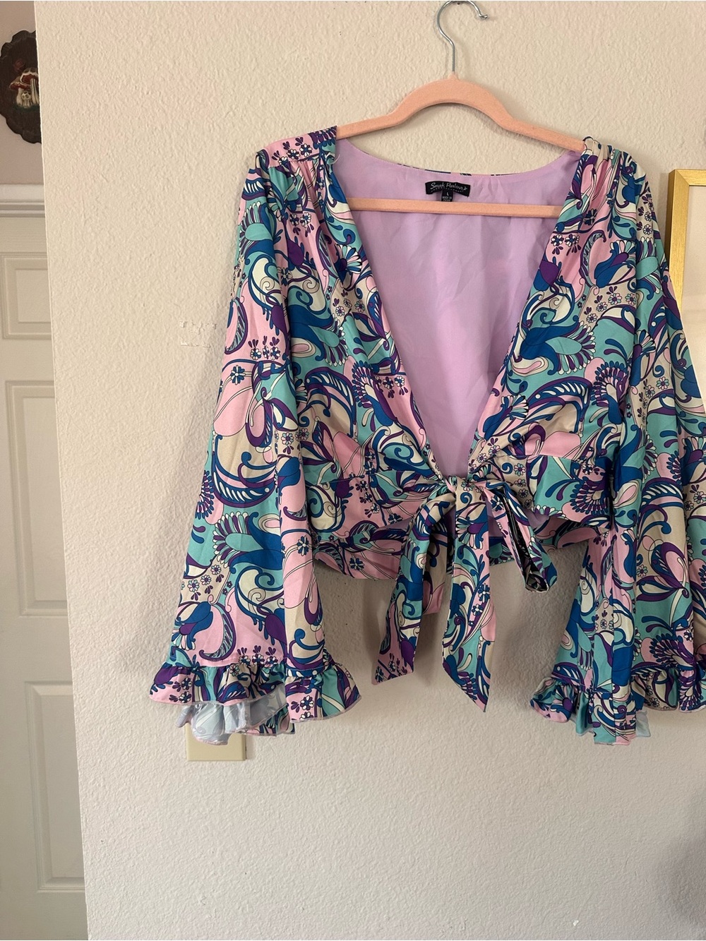 Smak Parlour L Sixties Waist Tie Cardigan with Bell Sleeves